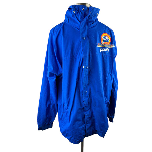 Tide Downy Jacket Blue Nylon Embroidered Full Zip Shell Windbreaker Men's XL - Picture 2 of 15